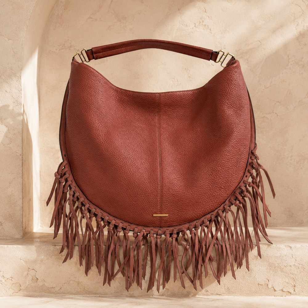 Rebecca Minkoff Rapture Large Convertible Fringe Hobo Bag Leather Rust
